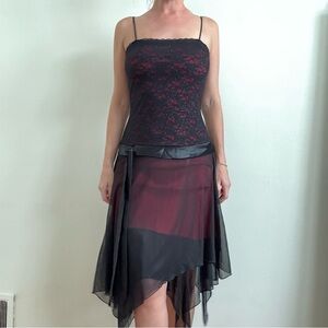 Elegant Black and Red Women's Skirt